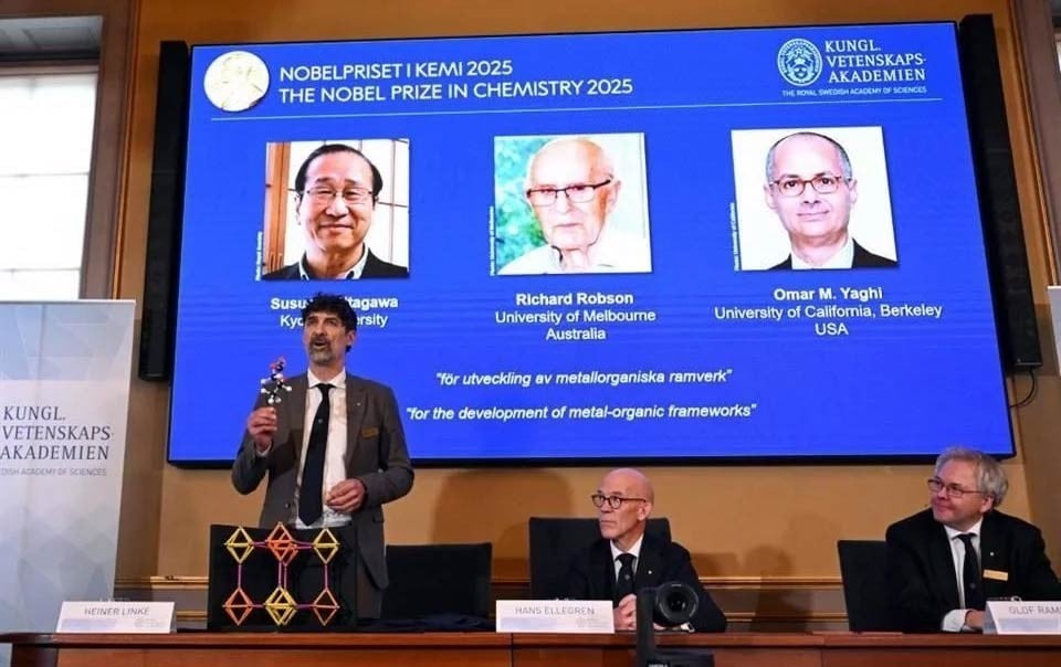 Ganan Nobel de Química por marcos metal-orgánicos